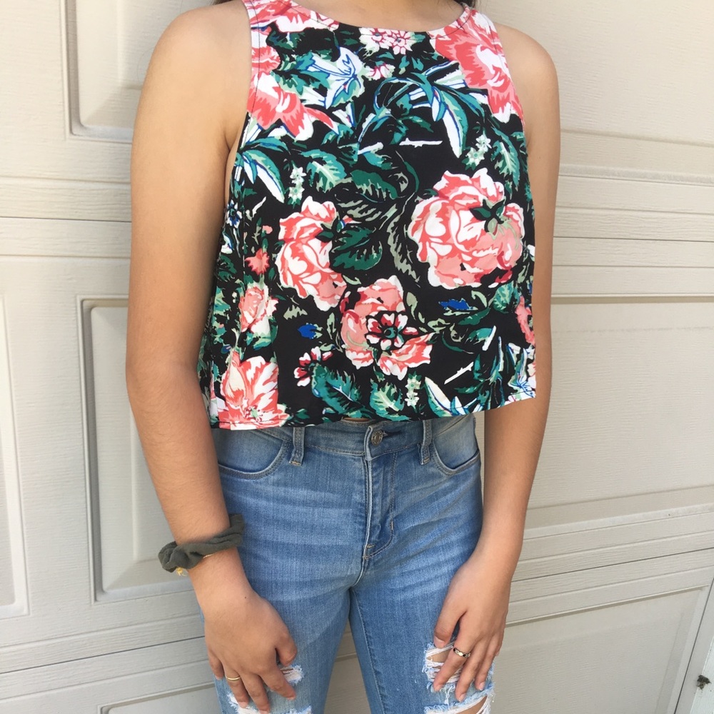 Open-back floral tank